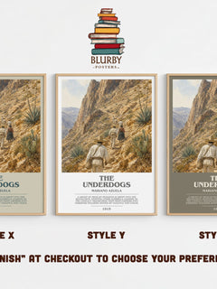 The Underdogs Bookish Wall Art by Mariano Azuela – Style X, Y and Z side by side – choose your finish