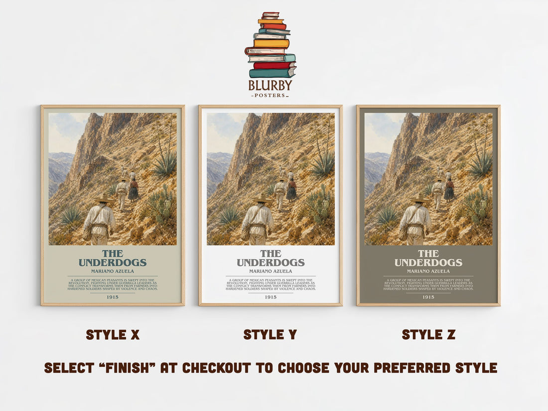 The Underdogs Bookish Wall Art by Mariano Azuela – Style X, Y and Z side by side – choose your finish