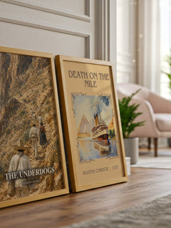 The Underdogs watercolour print framed by window – literary home decor