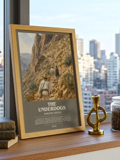 The Underdogs Bookish Wall Art by Mariano Azuela – framed print on a city-view windowsill