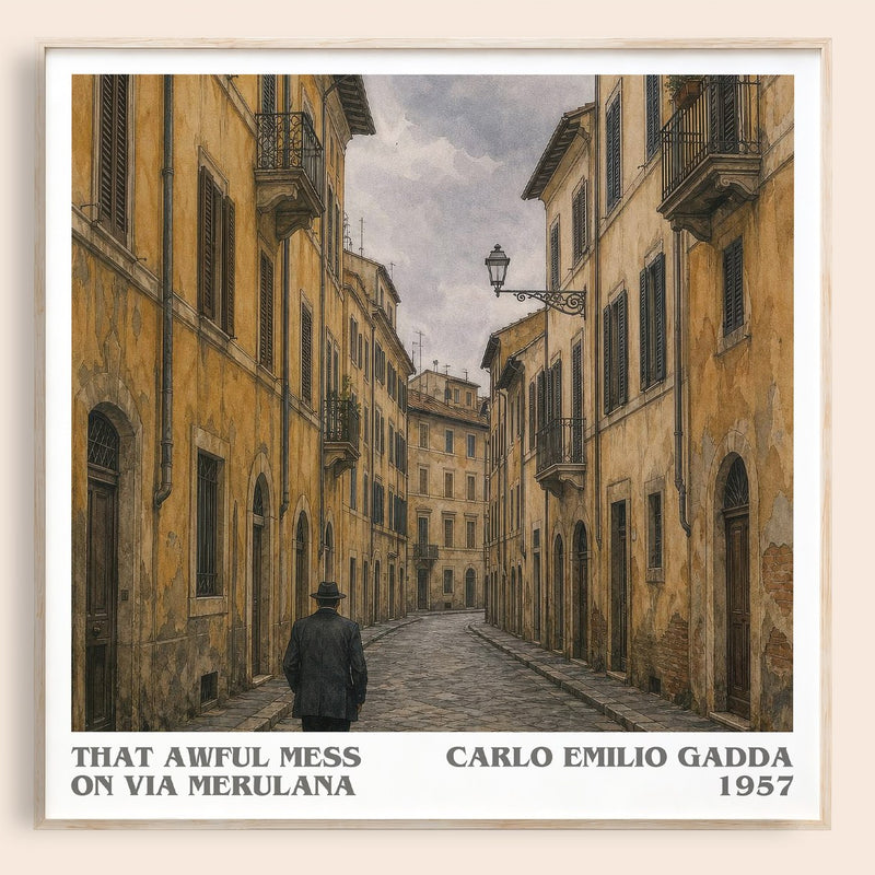 That Awful Mess On Via Merulana literary book poster by Carlo Emilio Gadda – framed literary art print