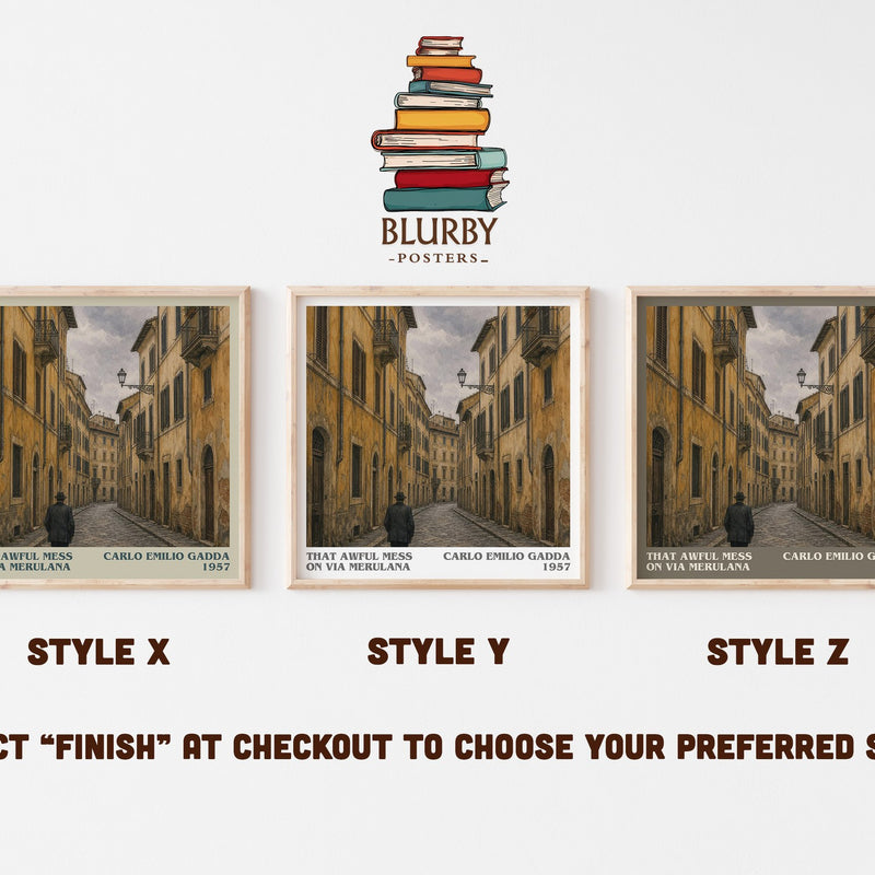 That Awful Mess On Via Merulana literary print in frame leaning in hallway – mystery wall art