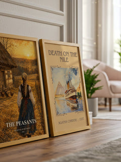 The Peasants watercolour print framed by window – literary home decor