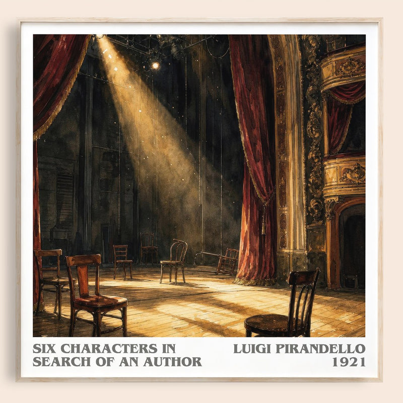 Six Characters in Search of an Author literary book poster by Luigi Pirandello – framed literary art print