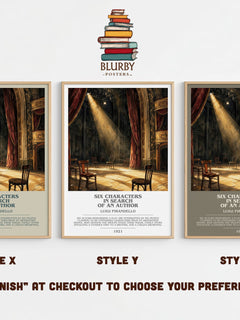Six Characters in Search of an Author Bookish Wall Art – L. Pirandello – Style X, Y and Z side by side – choose your finish