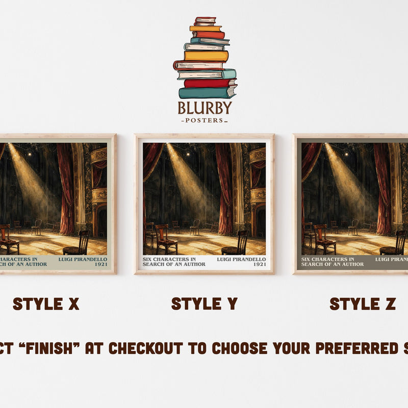 Six Characters in Search of an Author literary print in frame leaning in hallway – literary fiction wall art