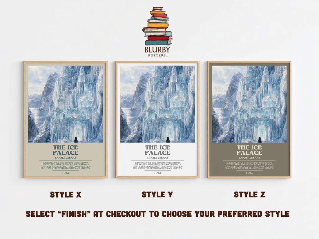 The Ice Palace Bookish Wall Art by Tarjei Vesaas – Style X, Y and Z side by side – choose your finish