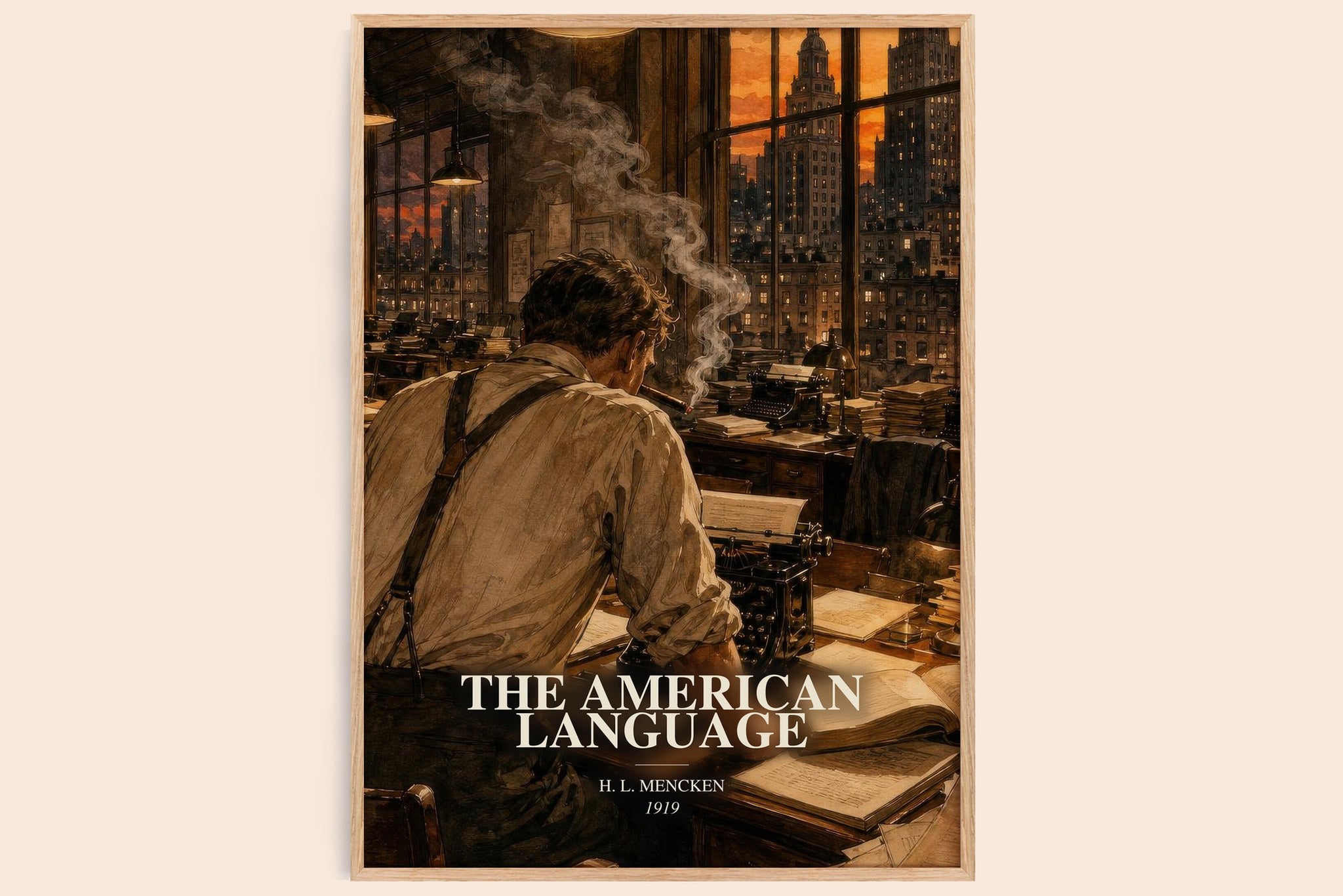 The American Language Book Watercolour Illustration by H. L. Mencken