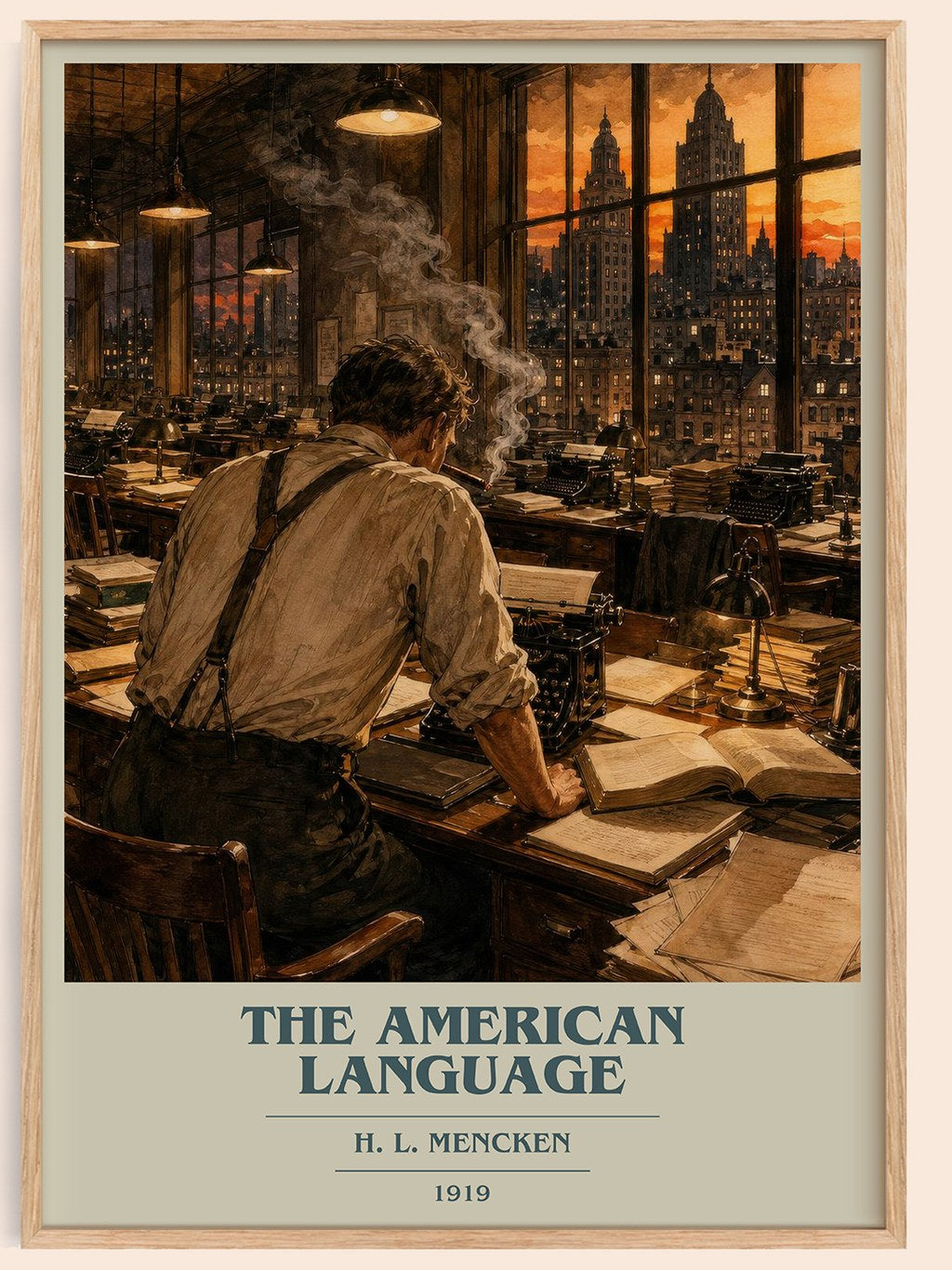 The American Language book cover book poster by H. L. Mencken – framed literary art print