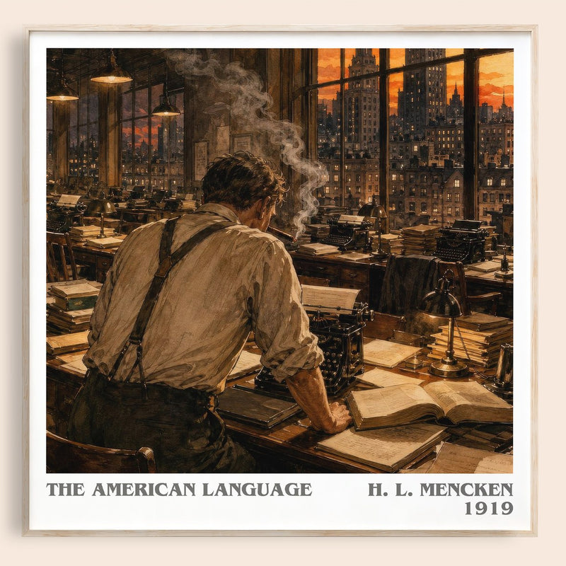 The American Language literary book poster by H. L. Mencken – framed literary art print
