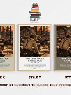 The American Language Bookish Wall Art by H. L. Mencken – Style X, Y and Z side by side – choose your finish