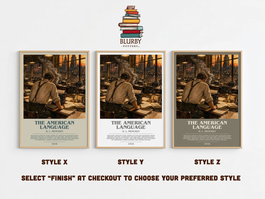 The American Language Bookish Wall Art by H. L. Mencken – Style X, Y and Z side by side – choose your finish