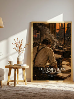 The American Language watercolour print in frame leaning in hallway – non fiction wall art