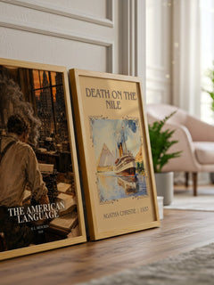 The American Language watercolour print framed by window – literary home decor
