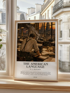 The American Language Bookish Wall Art by H. L. Mencken – framed print by a bright window