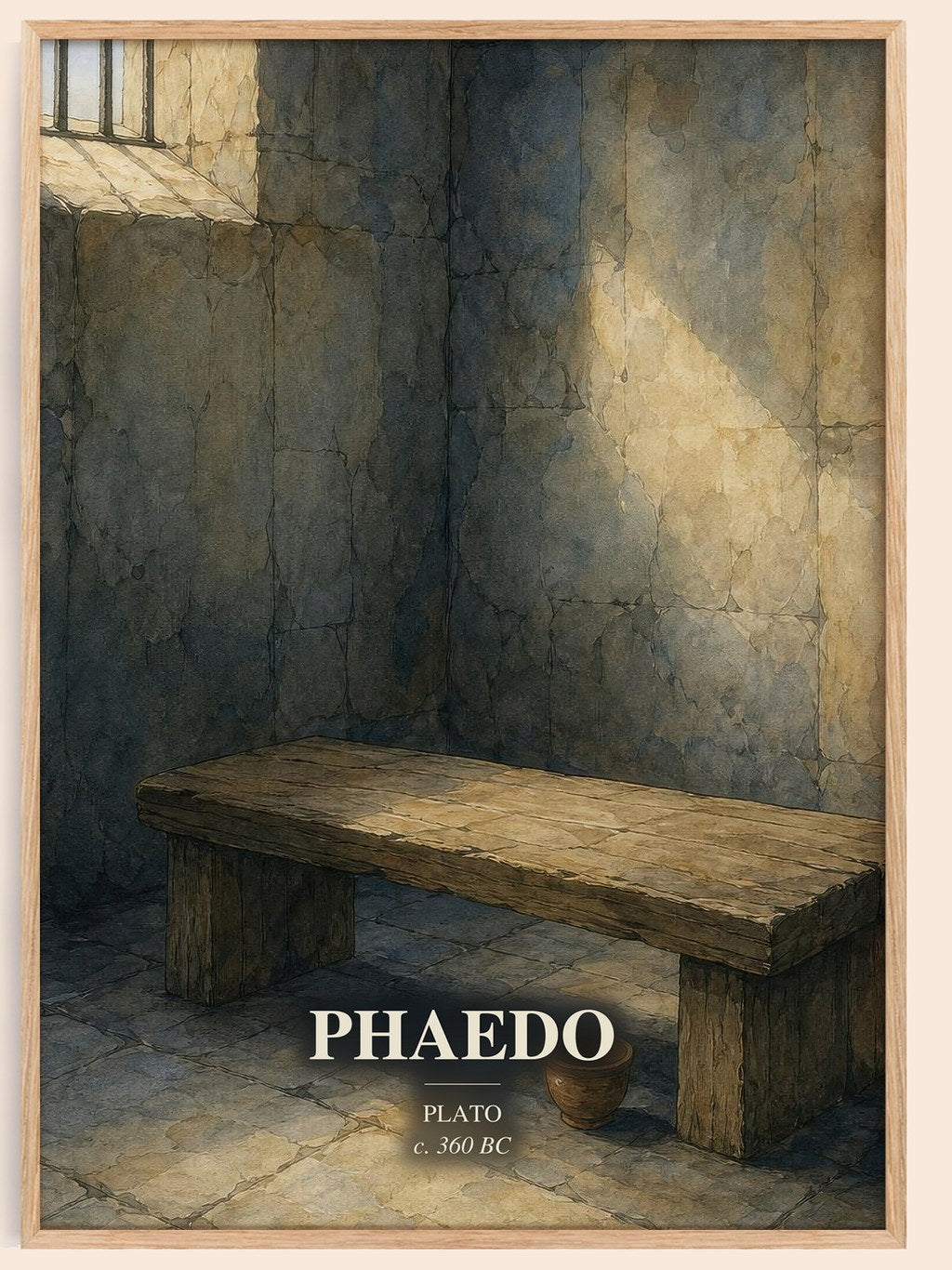 Phaedo watercolour book poster by Plato – framed literary art print