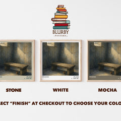 Phaedo literary print framed by window – Stone, White and Mocha square prints side by side – choose your colour