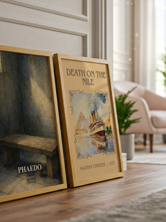 Phaedo watercolour print framed by window – literary home decor