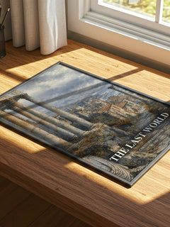 The Last World watercolour book poster framed on wall – literary fiction wall art