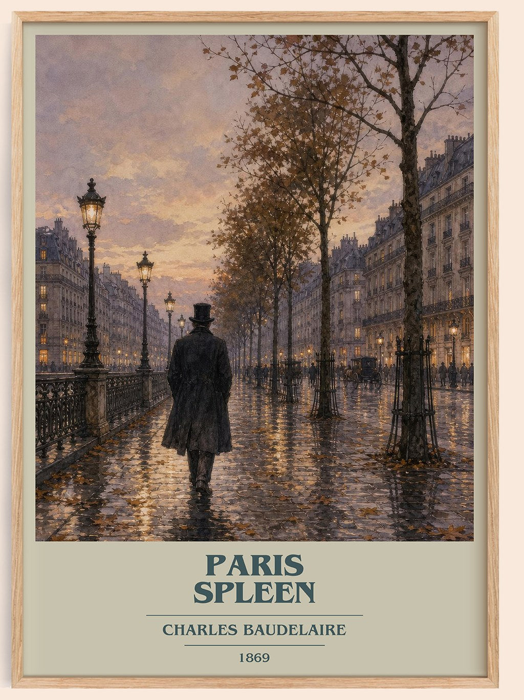 Paris Spleen book cover book poster by Charles Baudelaire – framed literary art print