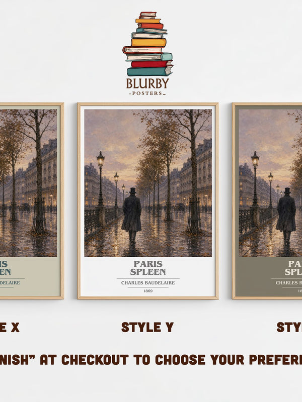 Paris Spleen book cover print in frame leaning in hallway – poetry wall art