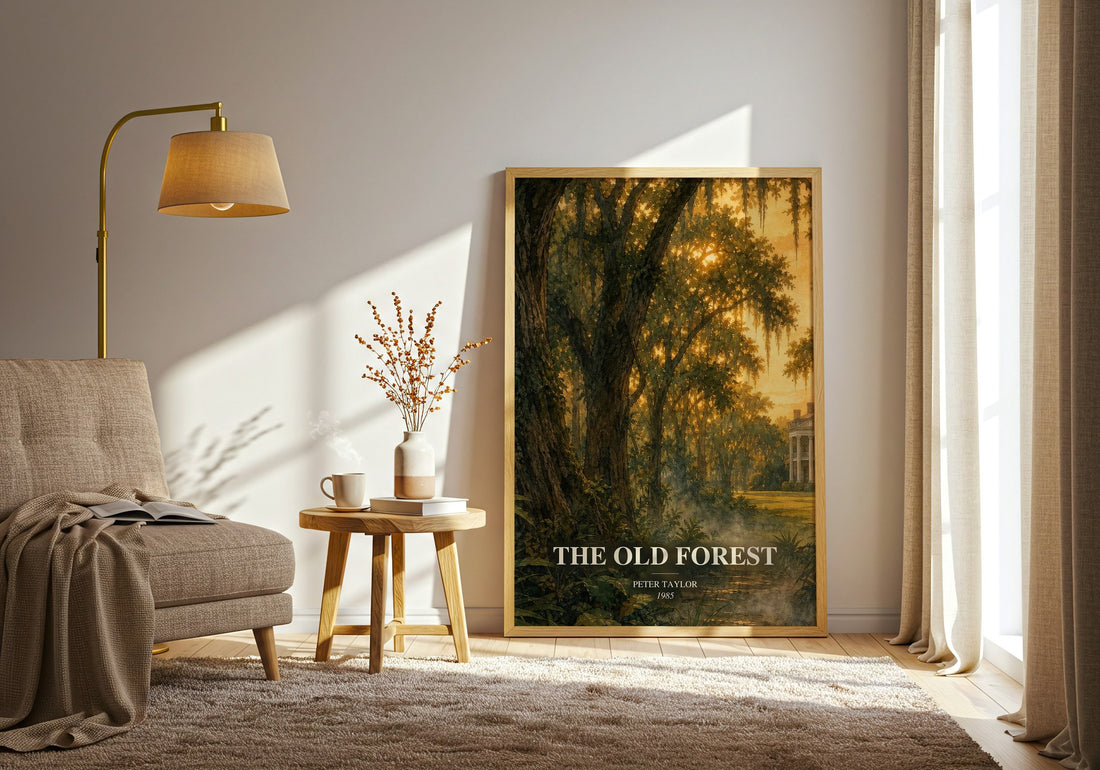 The Old Forest watercolour print in frame leaning in hallway – literary fiction wall art