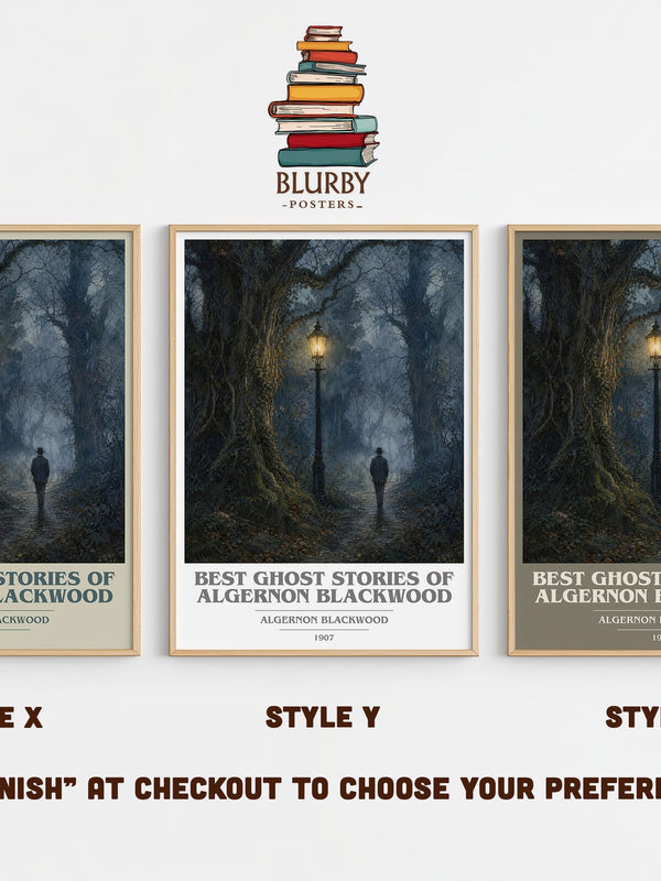 Best Ghost Stories Of Algernon Blackwood book cover print in frame leaning in hallway – horror wall art