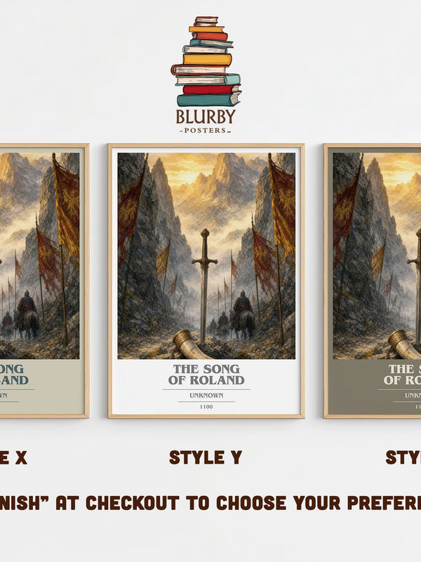 The Song of Roland book cover print in frame leaning in hallway – poetry wall art