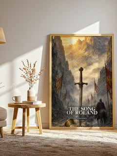 The Song of Roland watercolour print in frame leaning in hallway – poetry wall art
