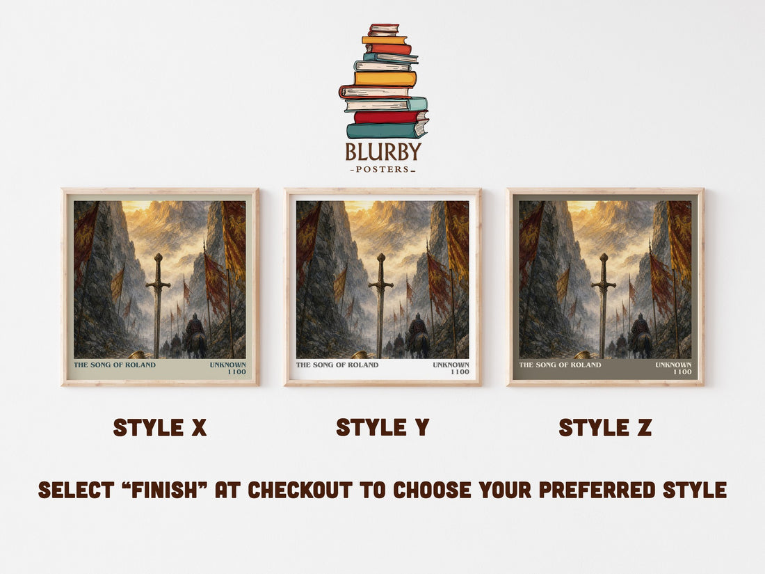 The Song of Roland literary print in frame leaning in hallway – poetry wall art (mockup)