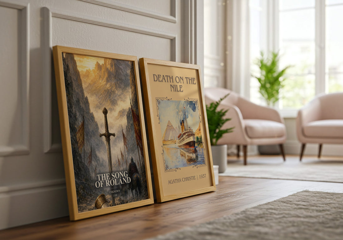 The Song of Roland watercolour print framed by window – literary home decor