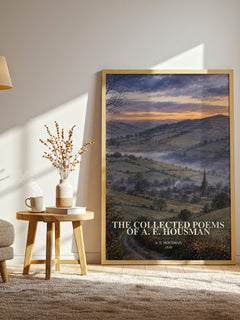 The Collected Poems of A. E. Housman watercolour print in frame leaning in hallway – poetry wall art
