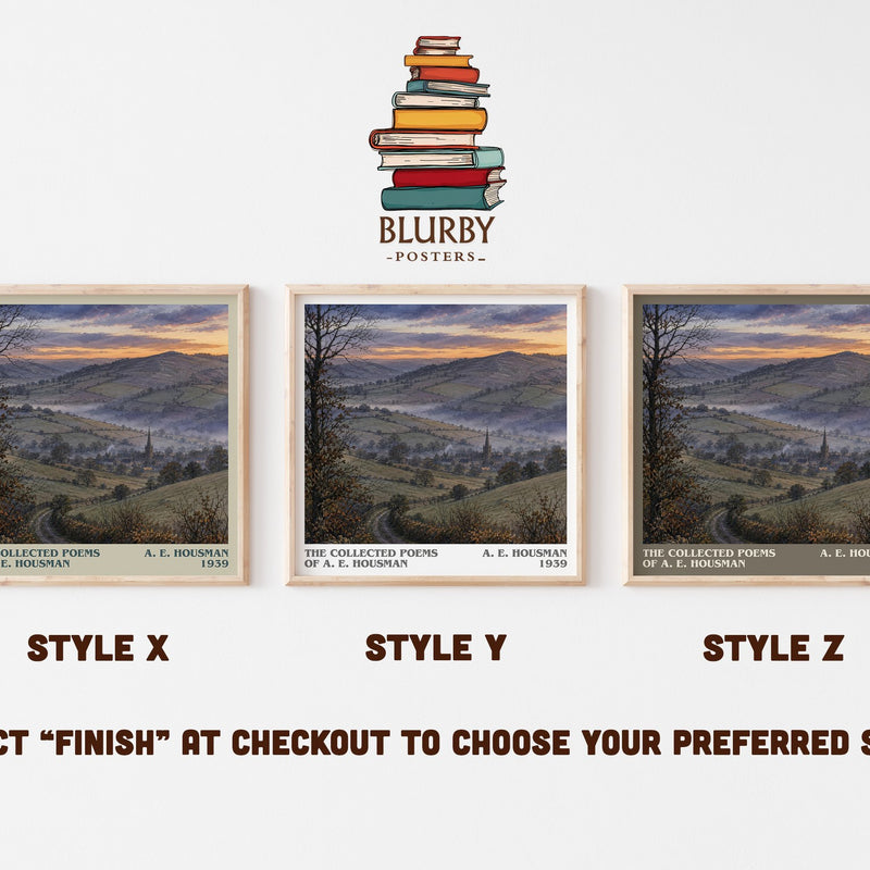 The Collected Poems of A. E. Housman literary print in frame leaning in hallway – poetry wall art