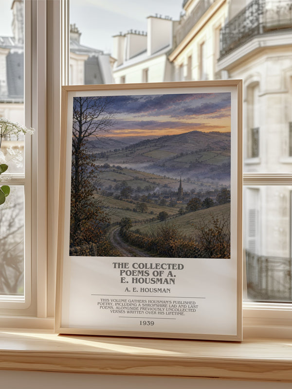 The Collected Poems of A. E. Housman Bookish Wall Art by A. E. Housman – framed print by a bright window