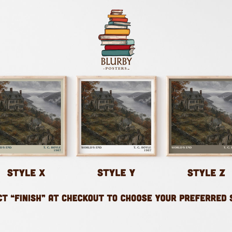 World's End literary print in frame leaning in hallway – historical fiction wall art