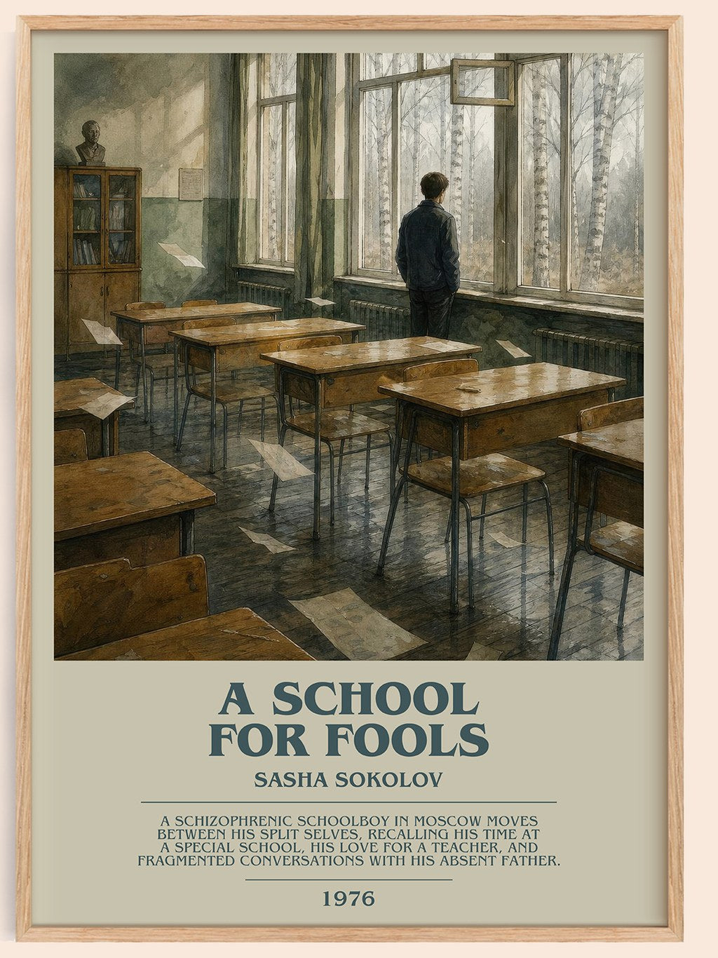 A School For Fools Bookish Wall Art by Sasha Sokolov – framed poster