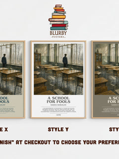 A School For Fools Bookish Wall Art by Sasha Sokolov – Style X, Y and Z side by side – choose your finish