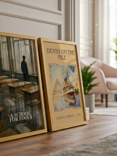 A School For Fools watercolour print framed by window – literary home decor