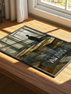 A School For Fools watercolour book poster framed on wall – literary fiction wall art