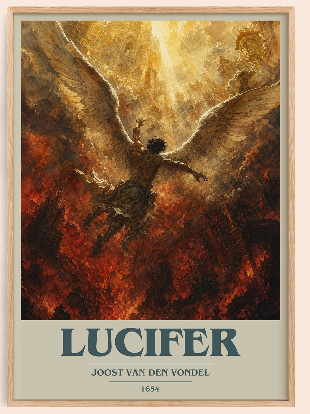 Lucifer book cover book poster by Joost van den Vondel – framed literary art print