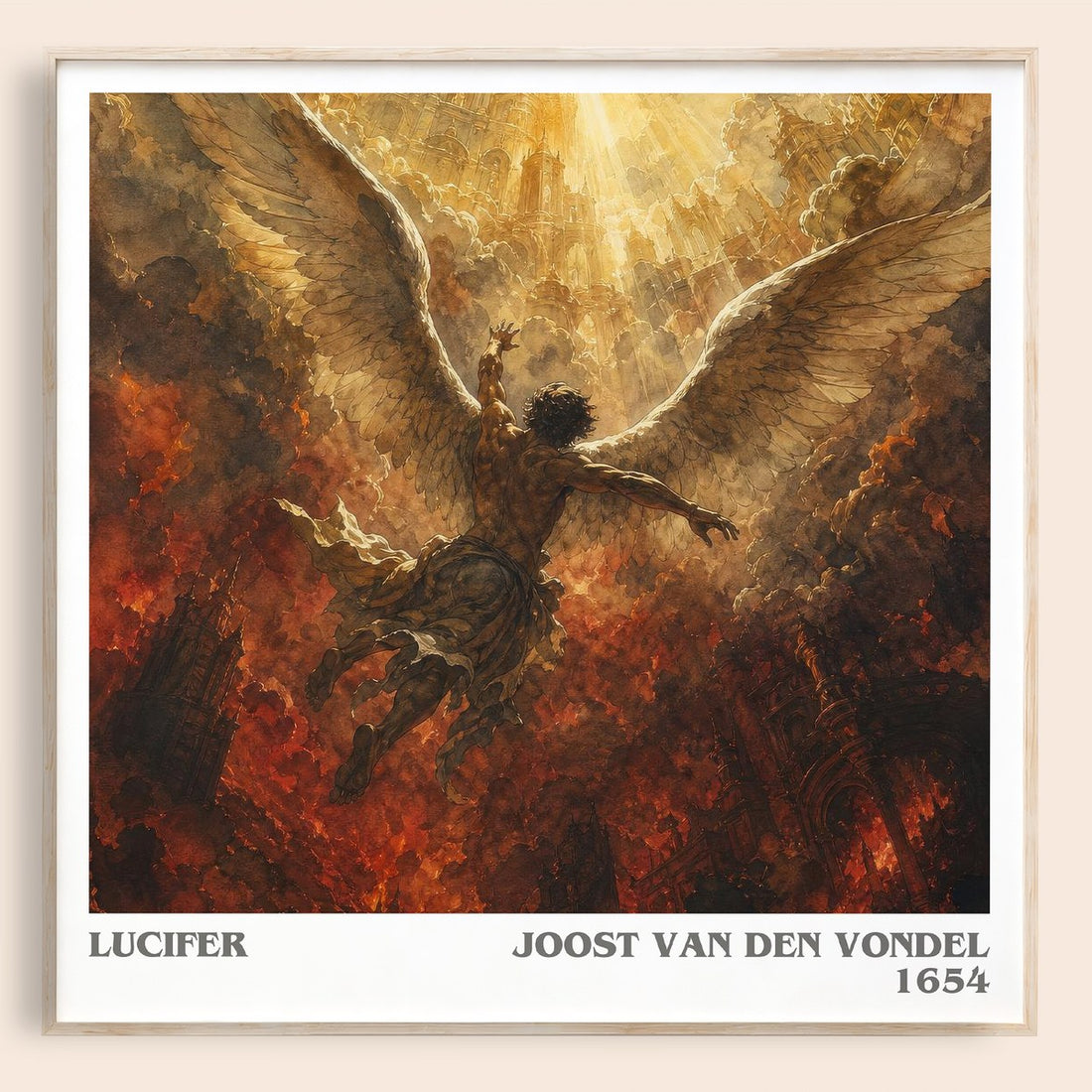 Lucifer literary book poster by Joost van den Vondel – framed literary art print