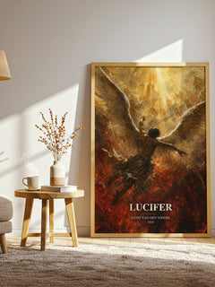 Lucifer watercolour print in frame leaning in hallway – classic literature wall art