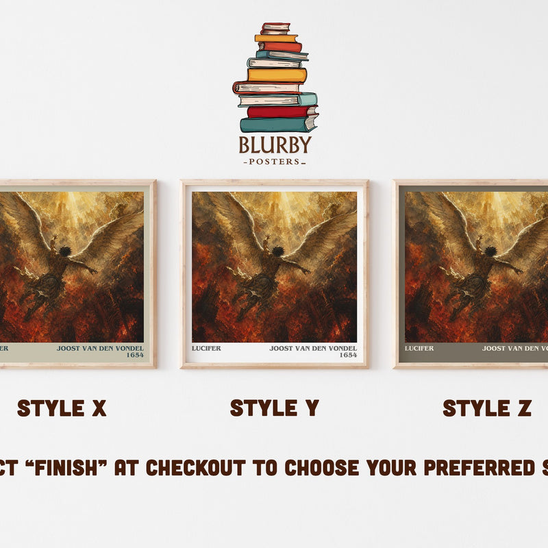 Lucifer literary print in frame leaning in hallway – classic literature wall art