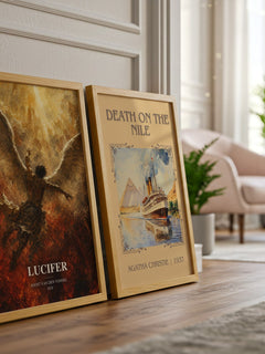 Lucifer watercolour print framed by window – literary home decor