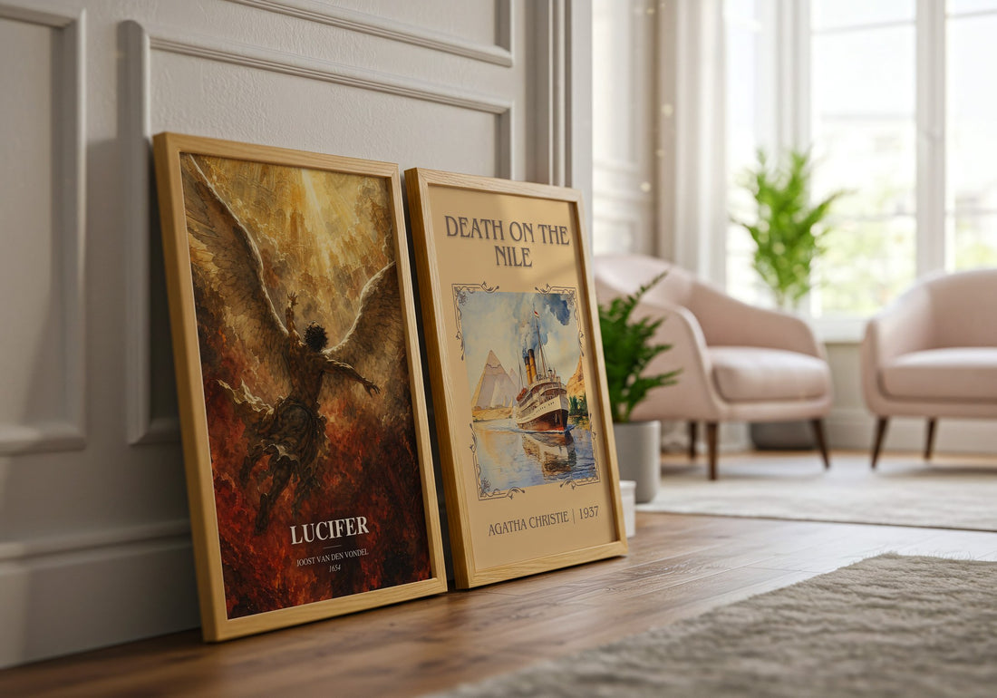 Lucifer watercolour print framed by window – literary home decor
