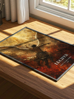 Lucifer watercolour book poster framed on wall – classic literature wall art