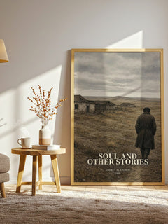 Soul and Other Stories watercolour print in frame leaning in hallway – literary fiction wall art