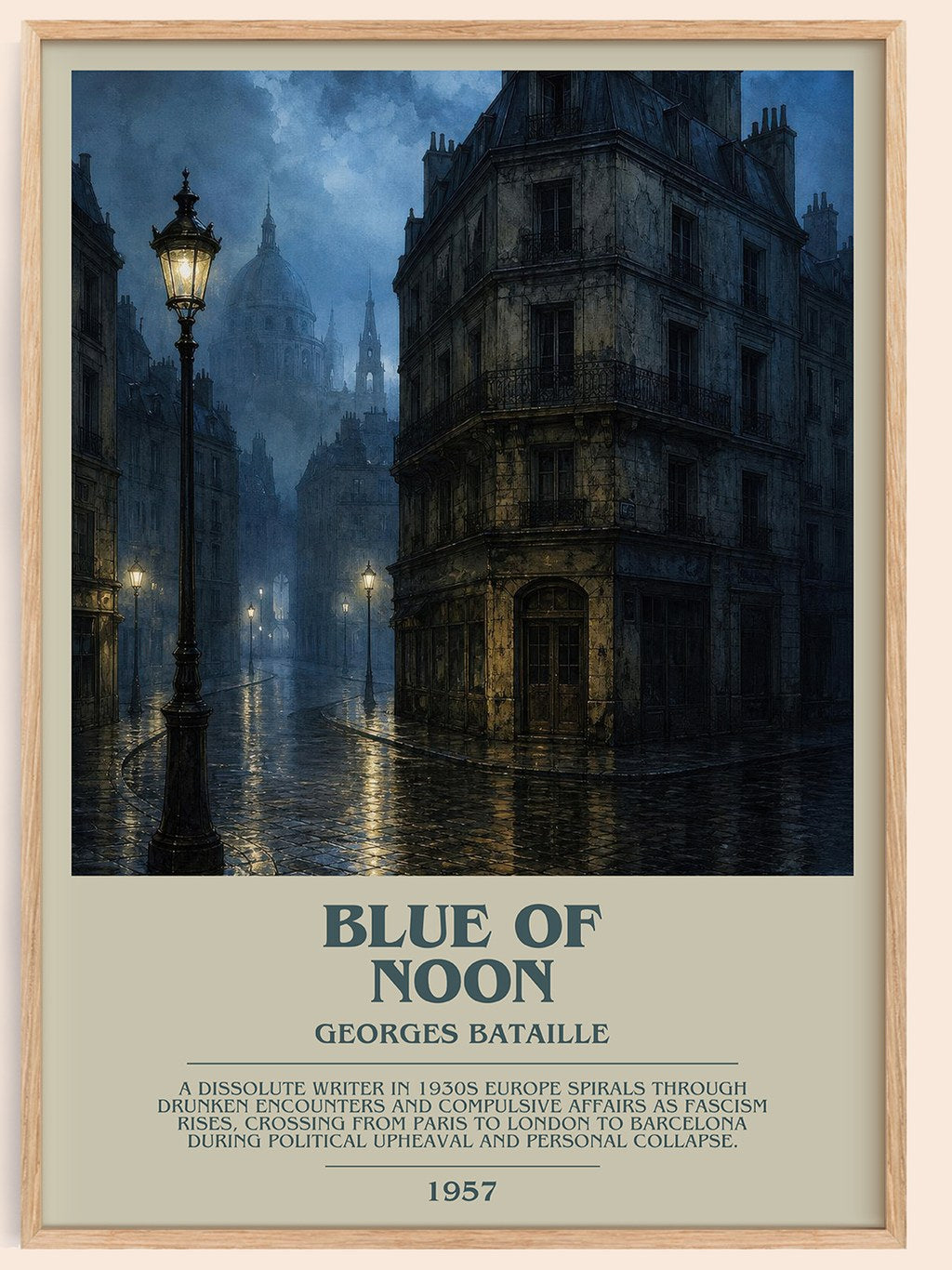 Blue of Noon Bookish Wall Art by Georges Bataille – framed poster