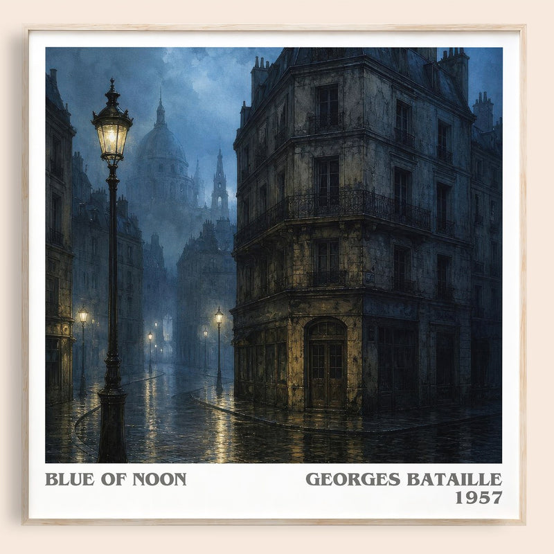 Blue of Noon literary book poster by Georges Bataille – framed literary art print