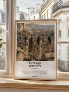 Trojan Women bookish print in frame leaning in hallway – classic literature wall art